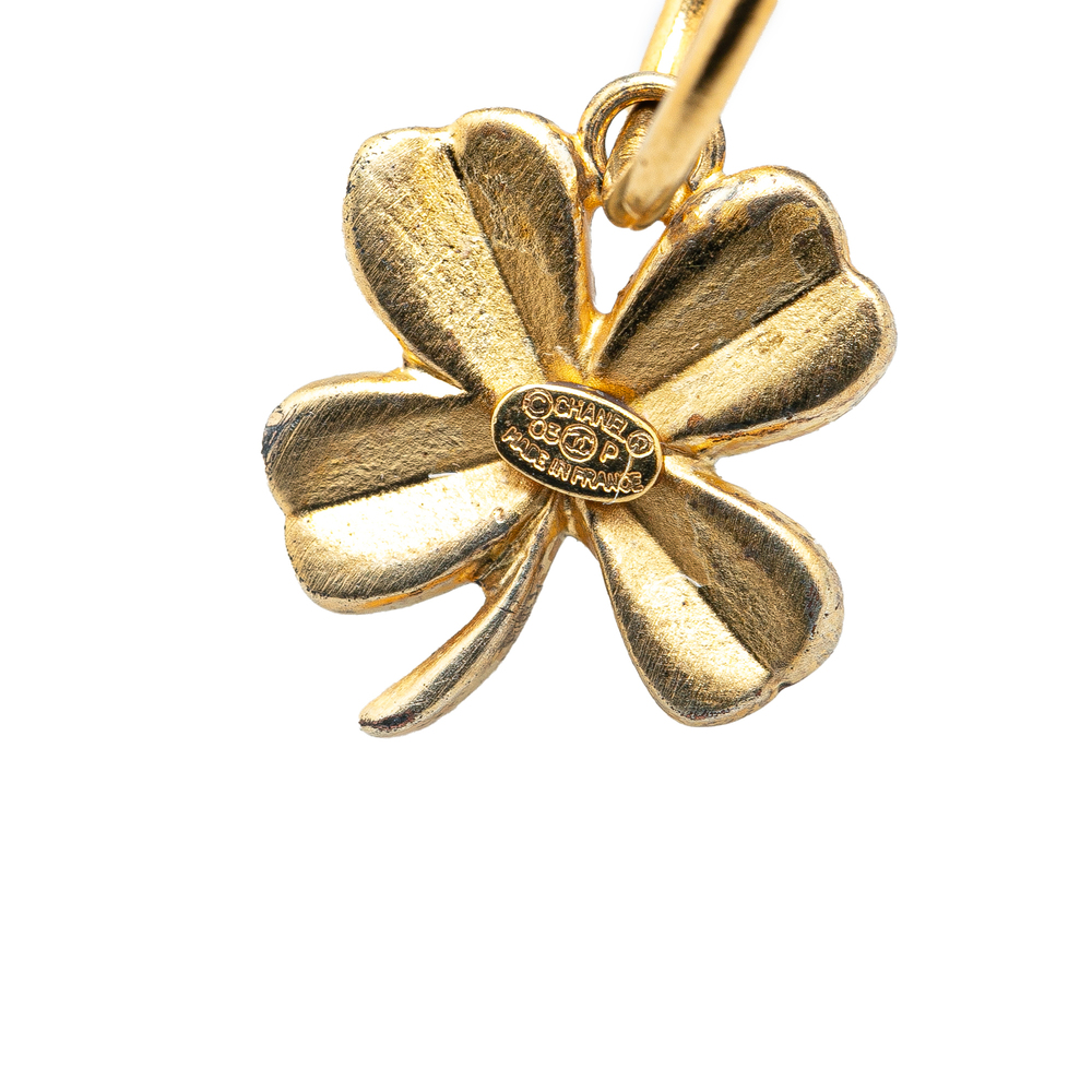 Pre-Loved Chanel Gold Plated Clover Hoop Push Back Earrings - Picture 3 of 6